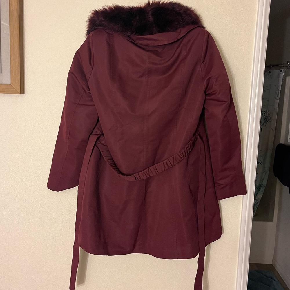 Dennis Basso coat with removable liner and faux fur collar